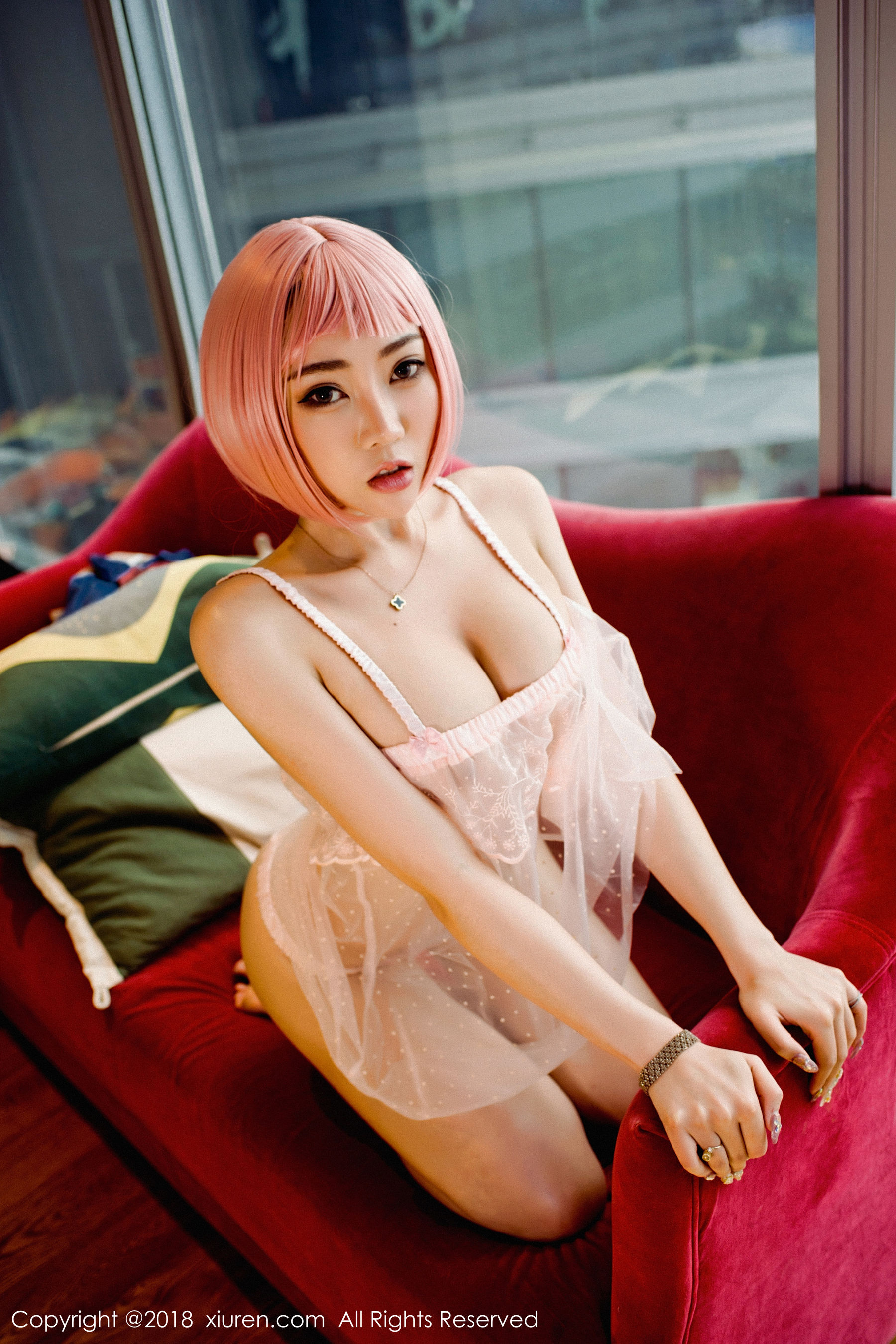 萌汉药baby《连体比基尼+粉色透明吊带衫》 [秀人XIUREN] No.1203 写真集