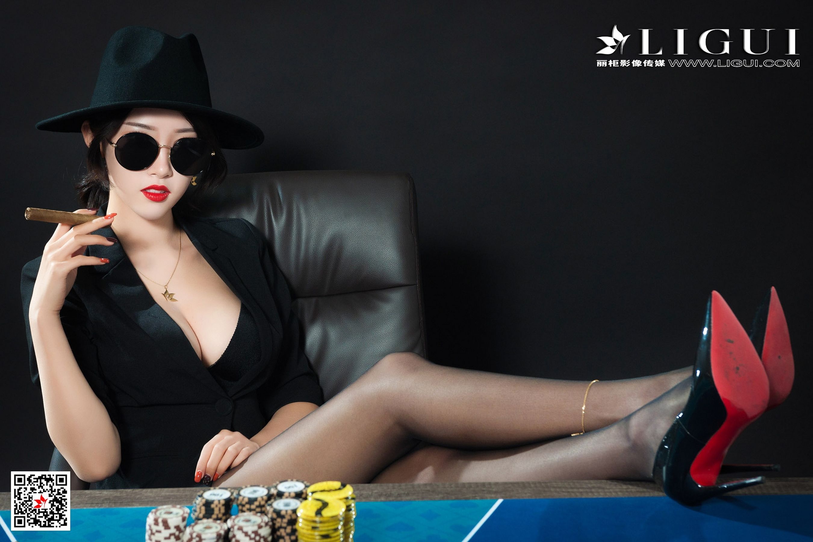 腿模筱筱《赌场黑丝女王》 [丽柜Ligui] 写真集