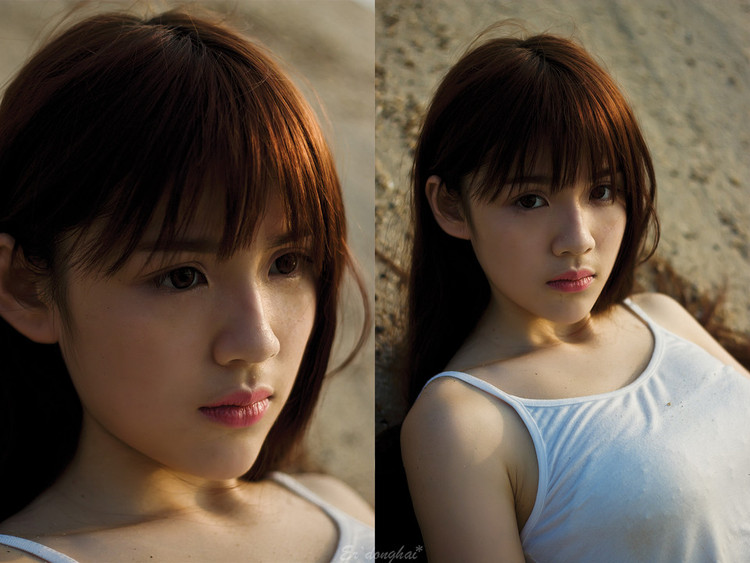 清纯少女沙滩上的嬉戏