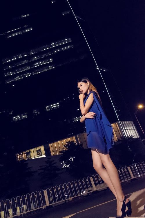 寂静夜空下的蓝色妖姬