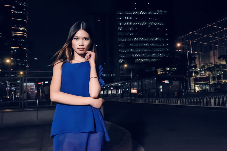 寂静夜空下的蓝色妖姬