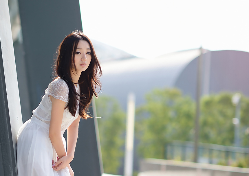 单车长裙美女飘飘写真