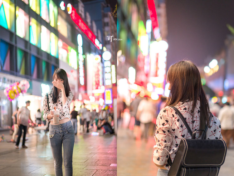 可爱美女的街头的俏皮