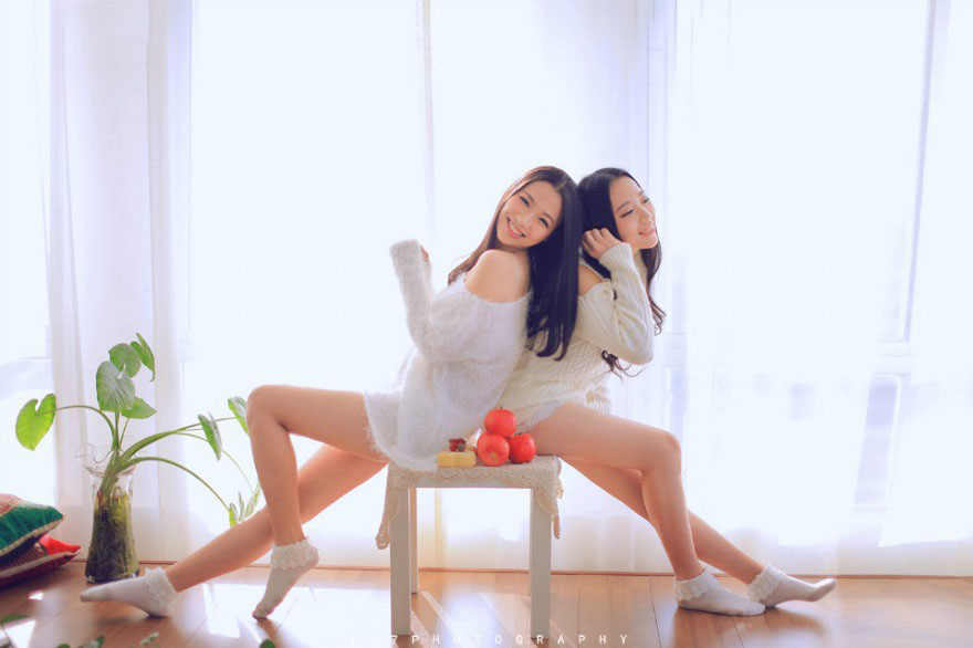 浅浅午后美丽的姐妹花