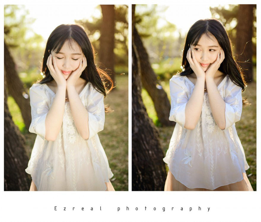 清新户外的蕾丝裙美女