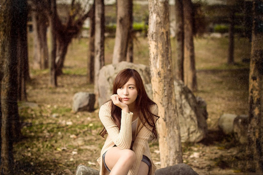 清晨早安的甜美少女