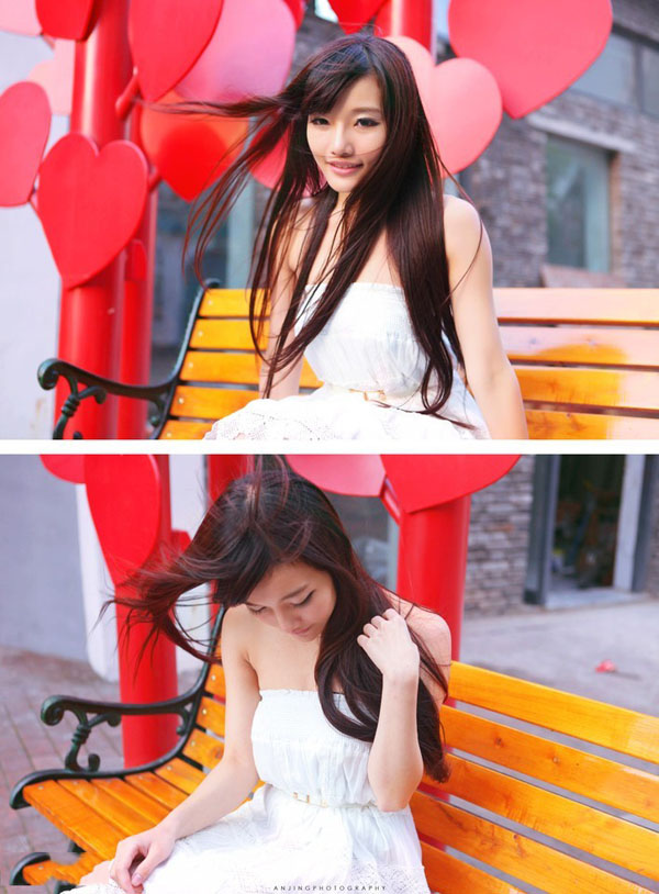 夏日微风吹起的撩人长发