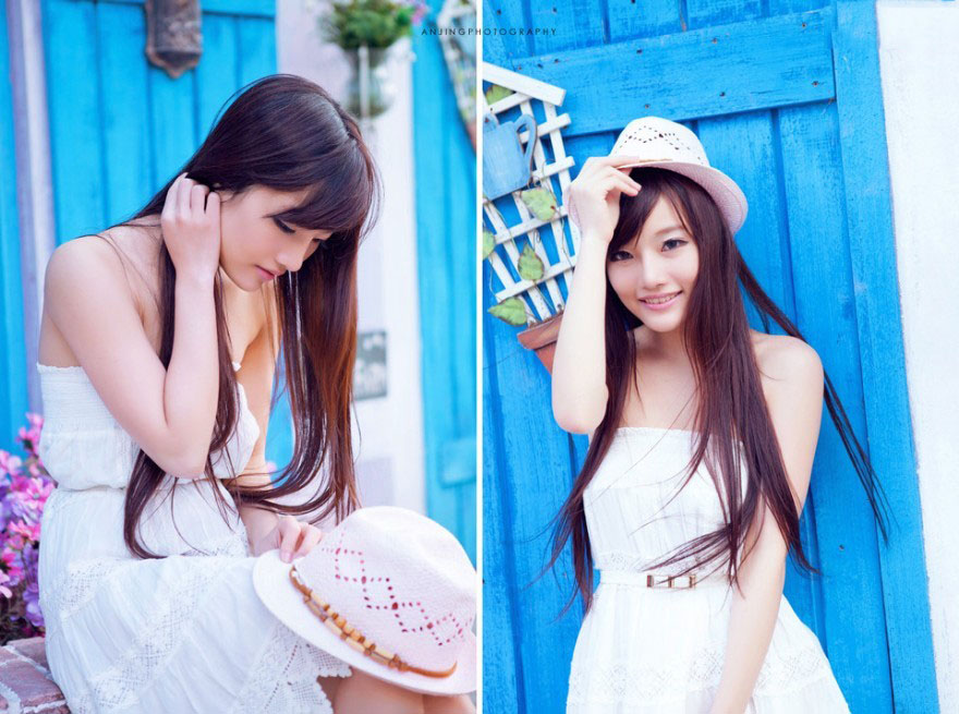 夏日微风吹起的撩人长发