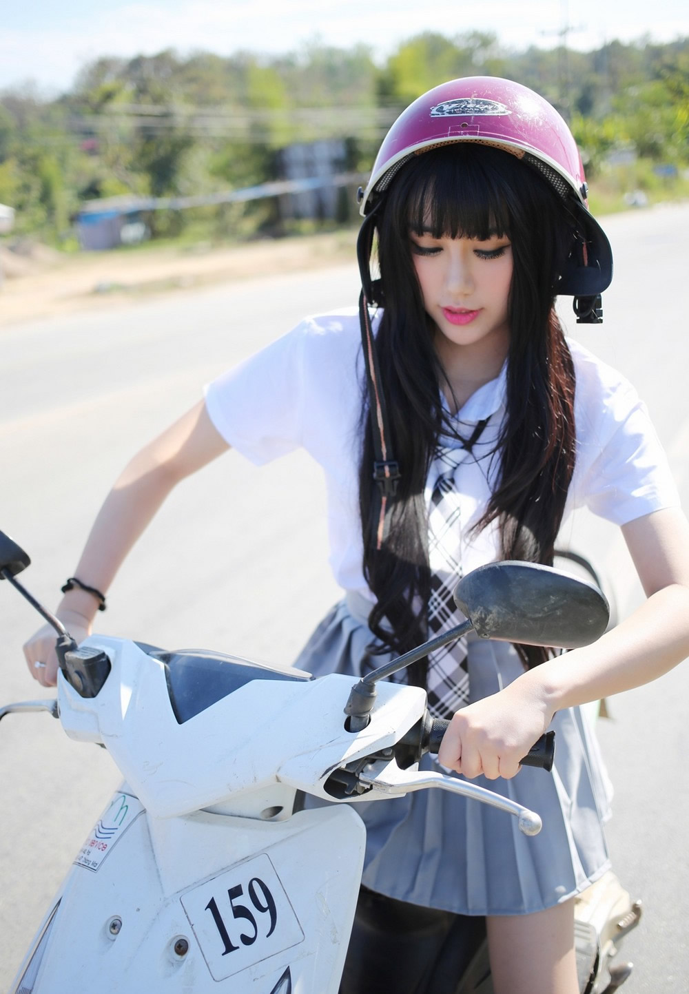 绝色机车妹子杨晓青郊游高清妩媚写真