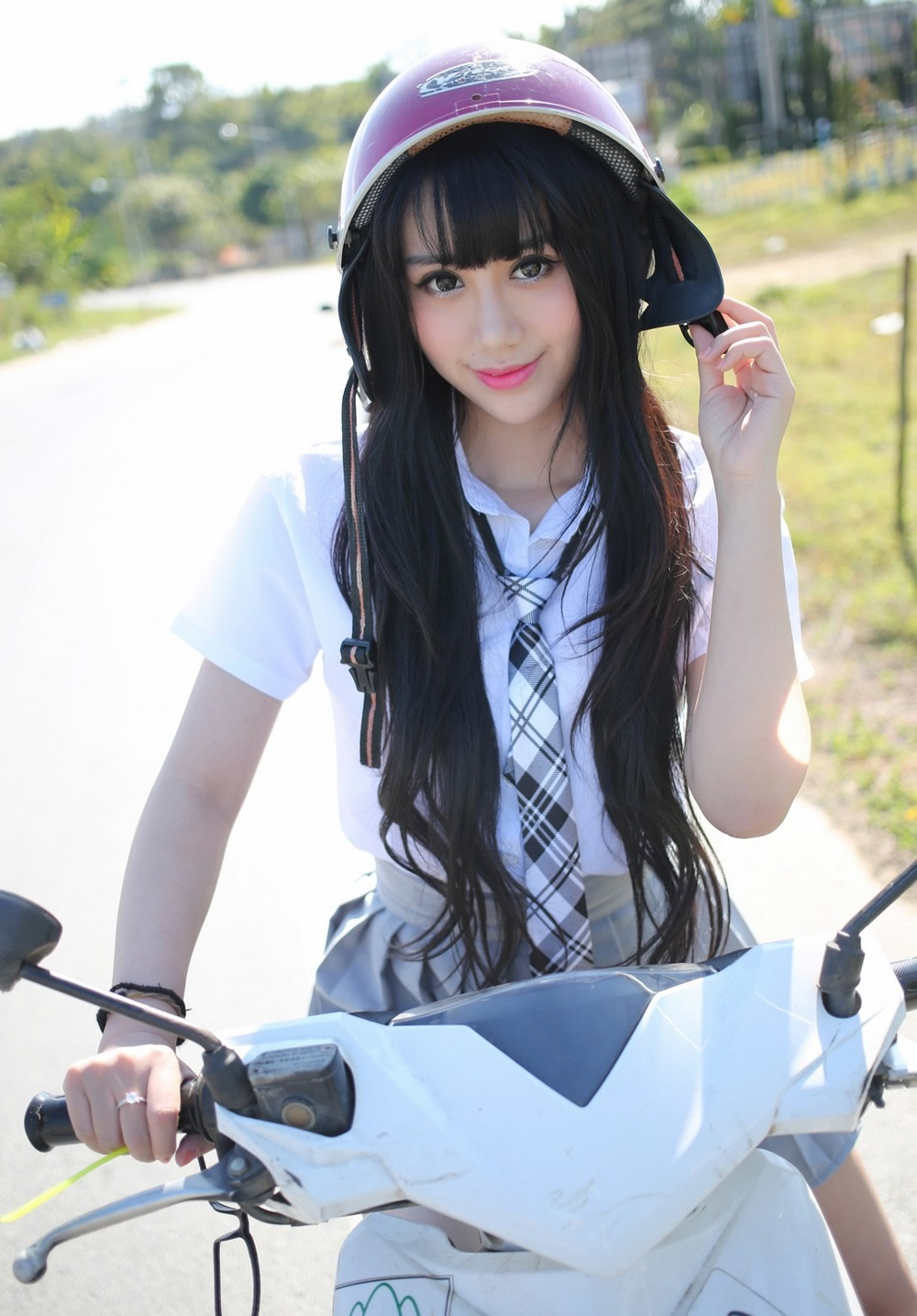 绝色机车妹子杨晓青郊游高清妩媚写真