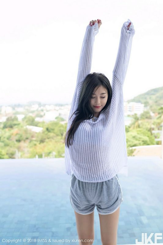 甜美女神杨晨晨sugar泳池边性感红色比基尼湿身诱惑写真