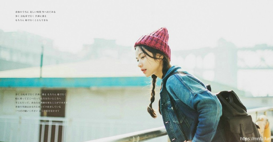 牛仔衣毛线帽美女复古情怀写真