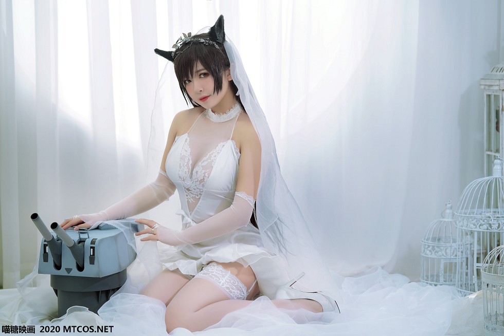 [喵糖映画]Vol.115_白色蕾丝妹子私房婚纱爱宕主题透视秀傲人豪乳撩人诱惑写真30P