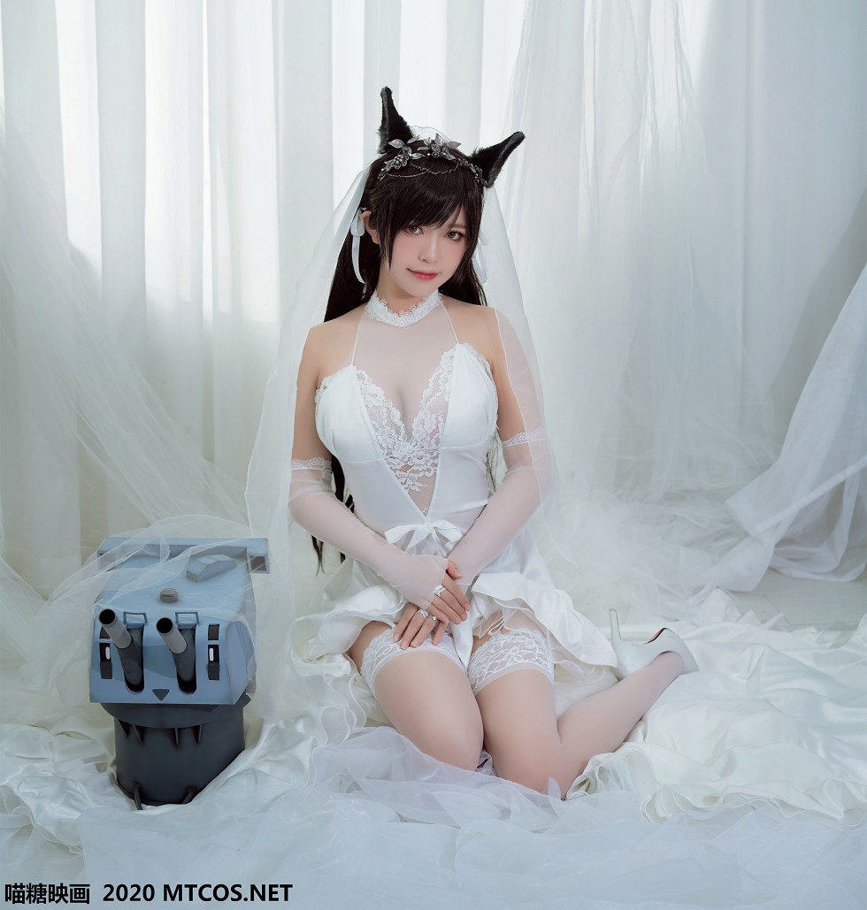 [喵糖映画]Vol.115_白色蕾丝妹子私房婚纱爱宕主题透视秀傲人豪乳撩人诱惑写真30P