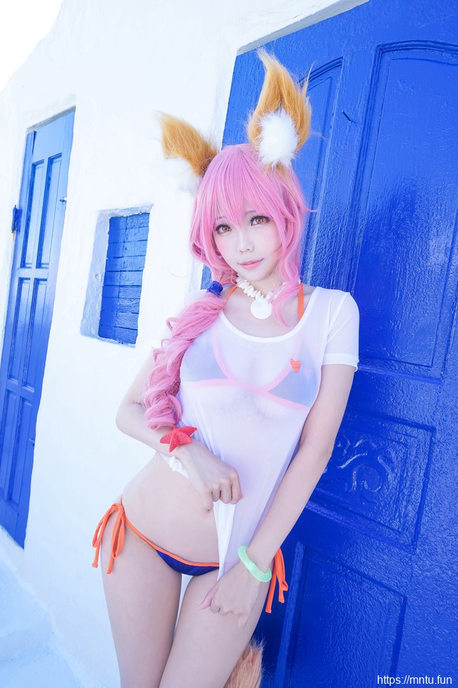 萌系御姐ElyEE子COS扮演Fate-Grand-Order泳裝玉藻前