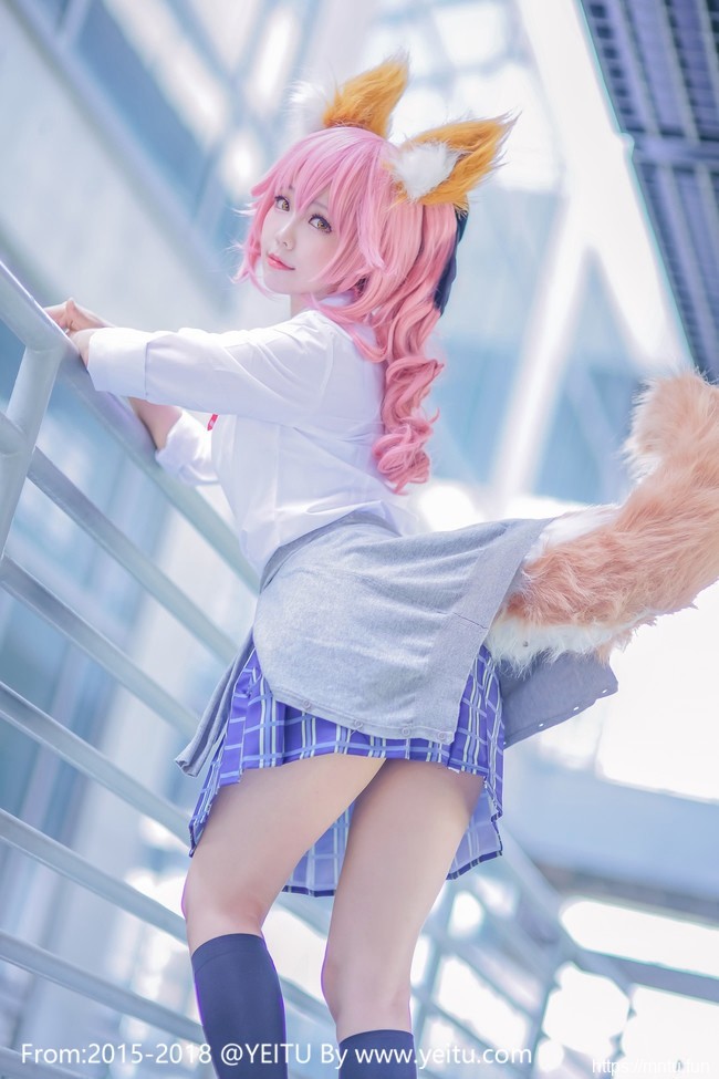 双马尾ElyEE子COS装扮Fate-ExtraJK制服玉藻前