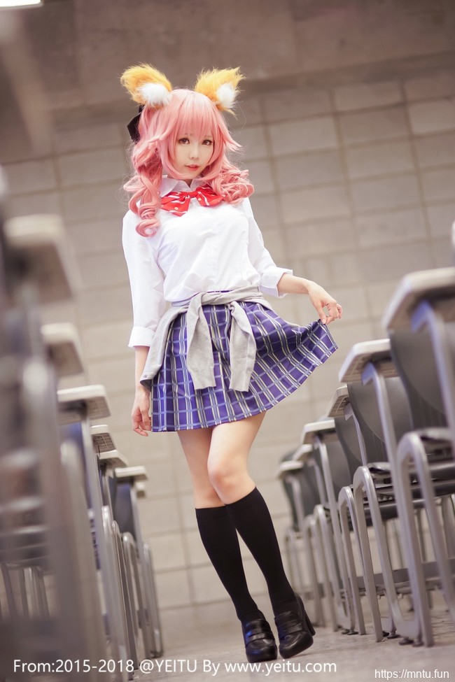 双马尾ElyEE子COS装扮Fate-ExtraJK制服玉藻前