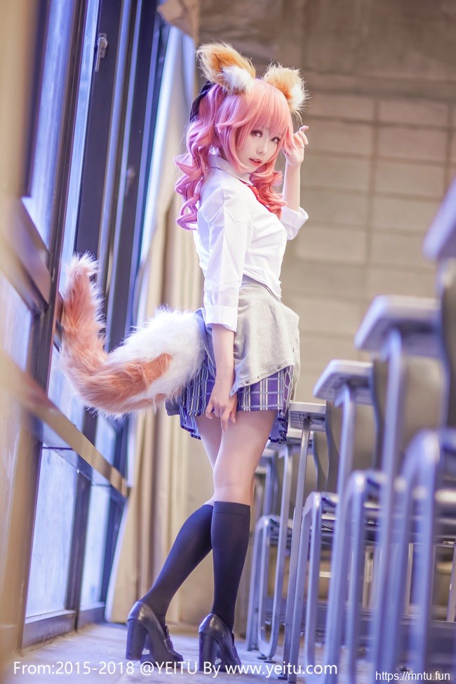 双马尾ElyEE子COS装扮Fate-ExtraJK制服玉藻前