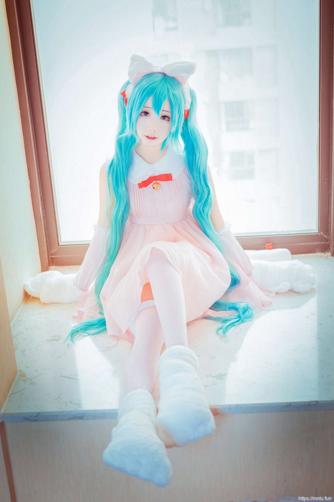 可爱小萝莉粉嫩甜美cosplay猫女郎初音未来