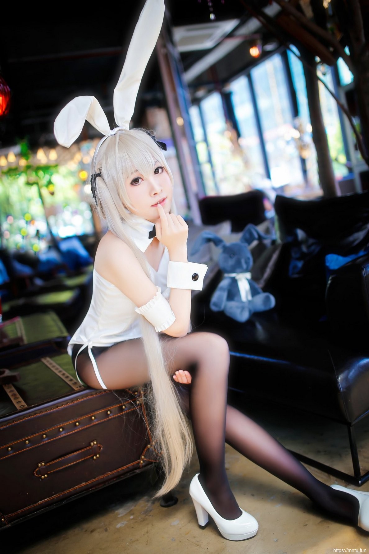 迷人美女黑丝美腿cosplay兔女郎春日野穹妩媚妖艳