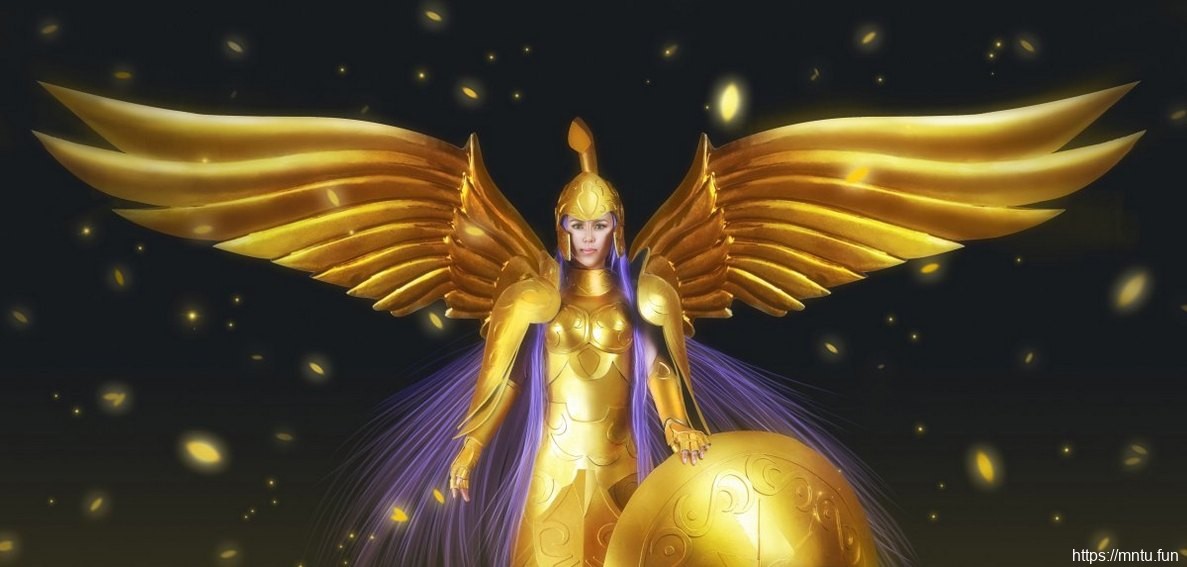 美女Cosplay黄金圣衣雅典娜霸气十足