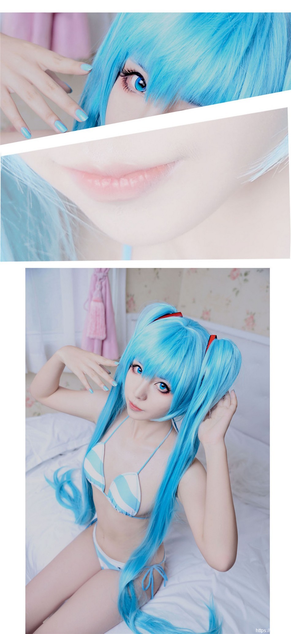 比基尼美女Cosplay虚拟偶像初音未来诱惑力十足