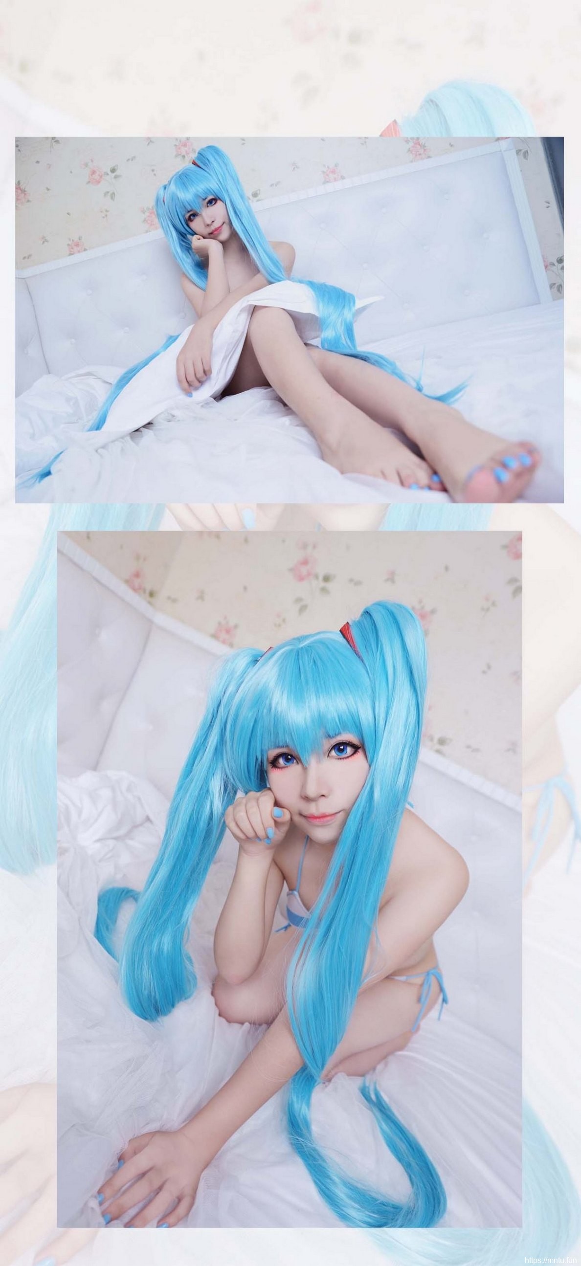比基尼美女Cosplay虚拟偶像初音未来诱惑力十足