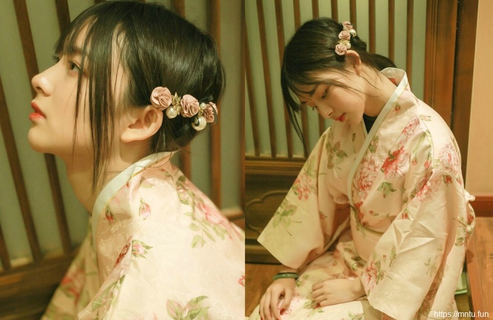 娇嫩和服妹子灯光下温婉柔美写真