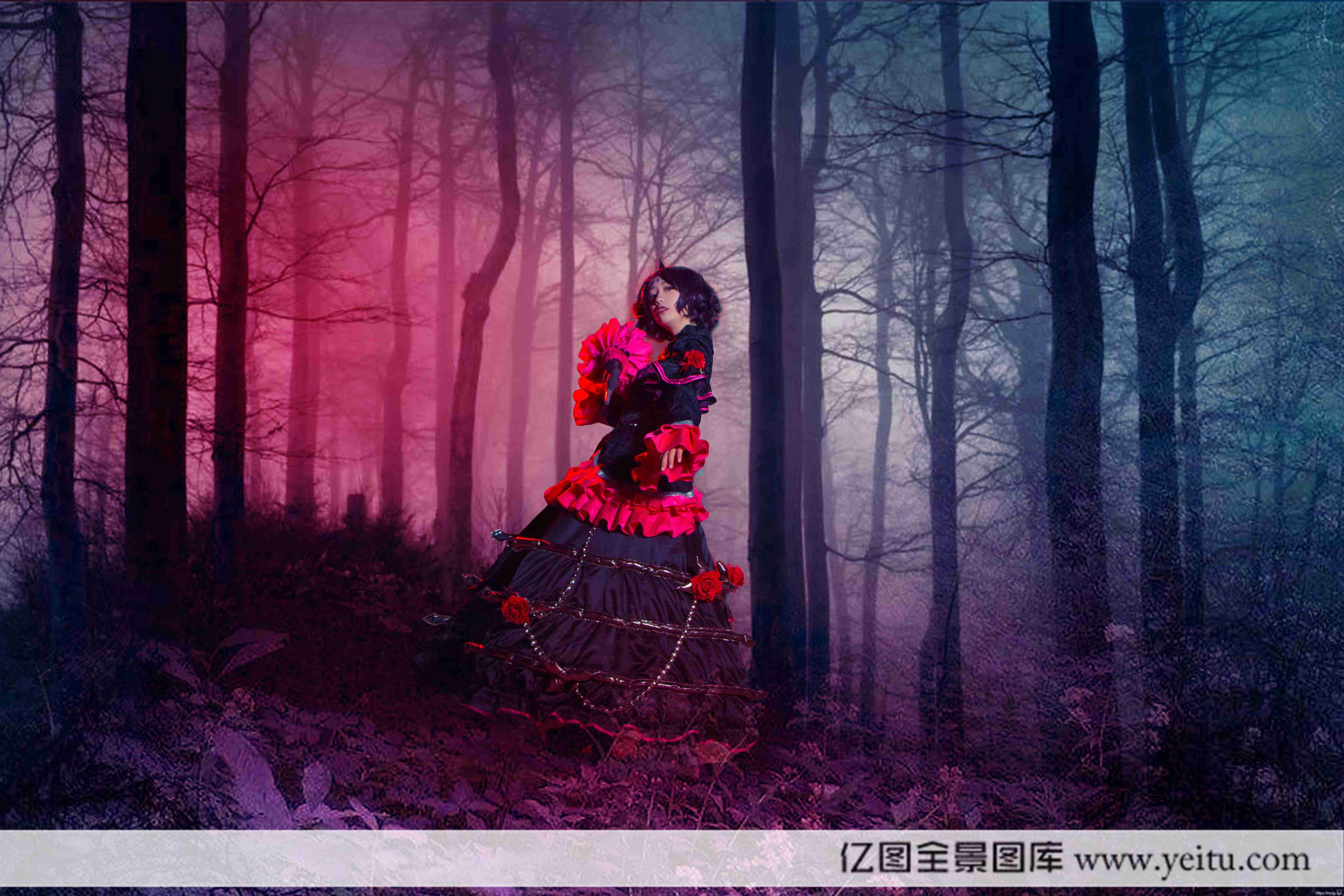 coser沐恩COSPLAY王者荣耀露娜哥特玫瑰