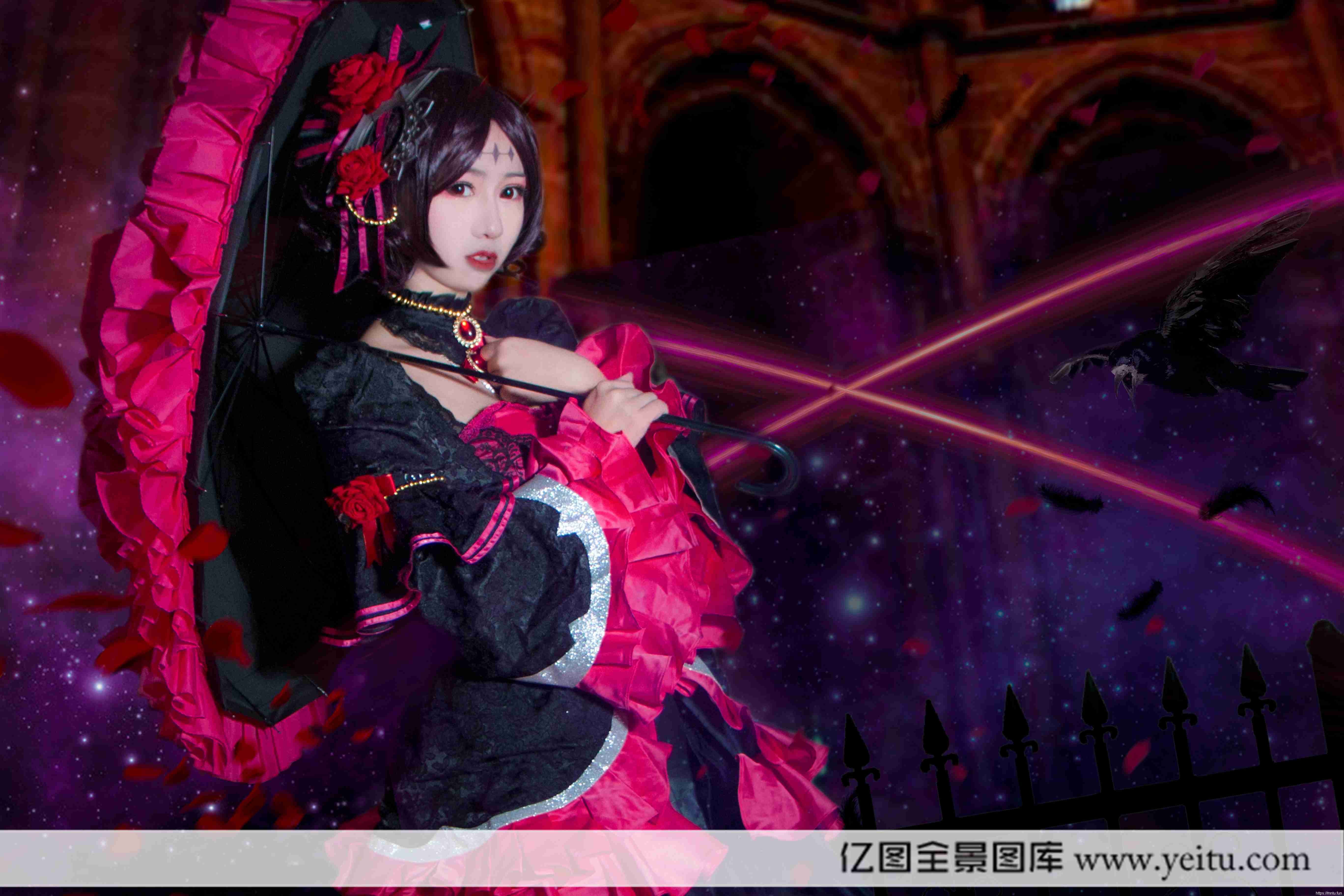 coser沐恩COSPLAY王者荣耀露娜哥特玫瑰