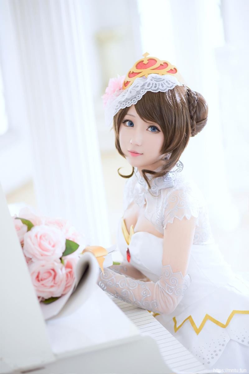 清萌学生妹脸脸酱种蘑菇COS王者荣耀纯白花嫁小乔