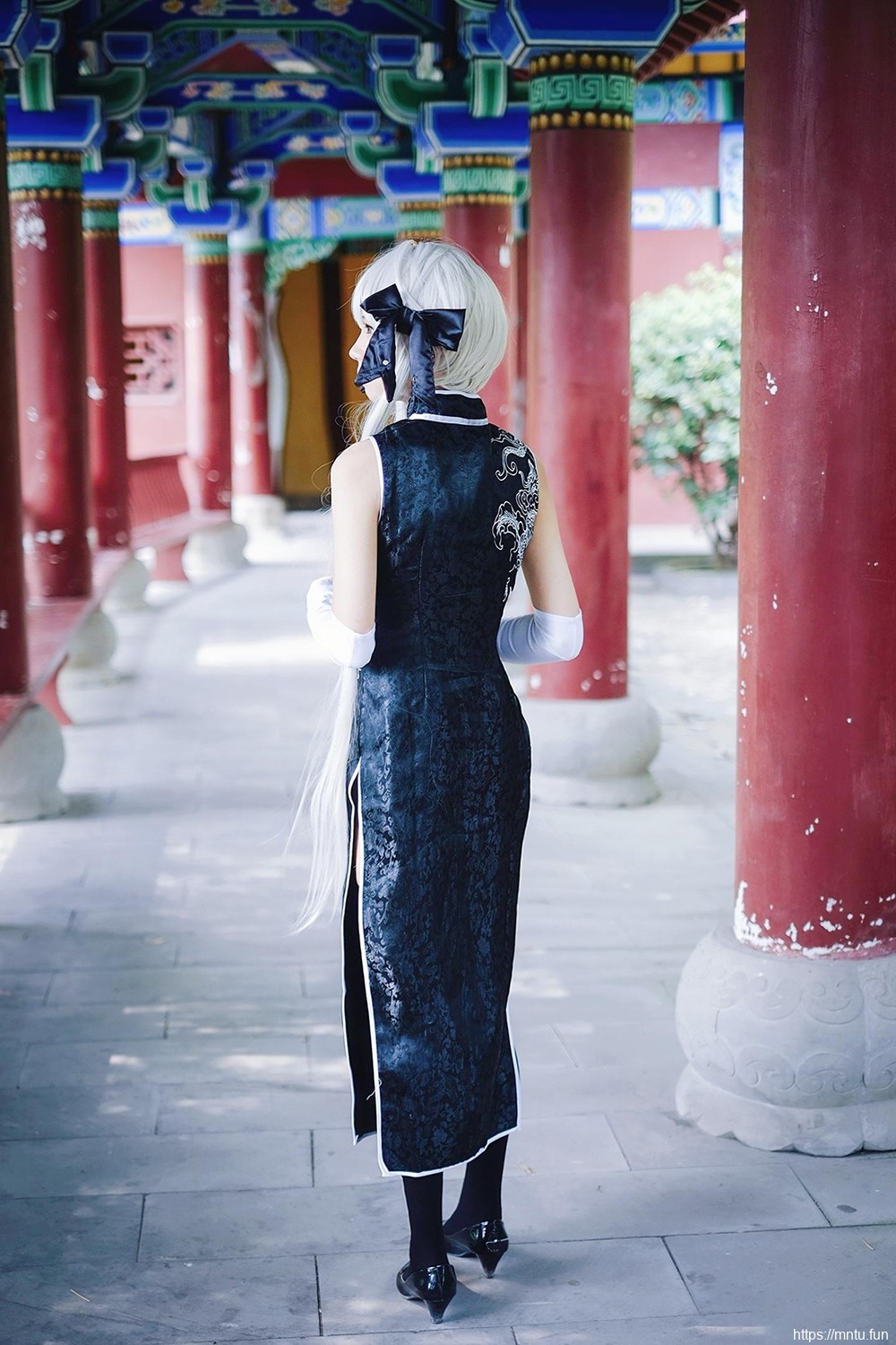 黑丝旗袍美女cosplay缘之空春日野穹图片