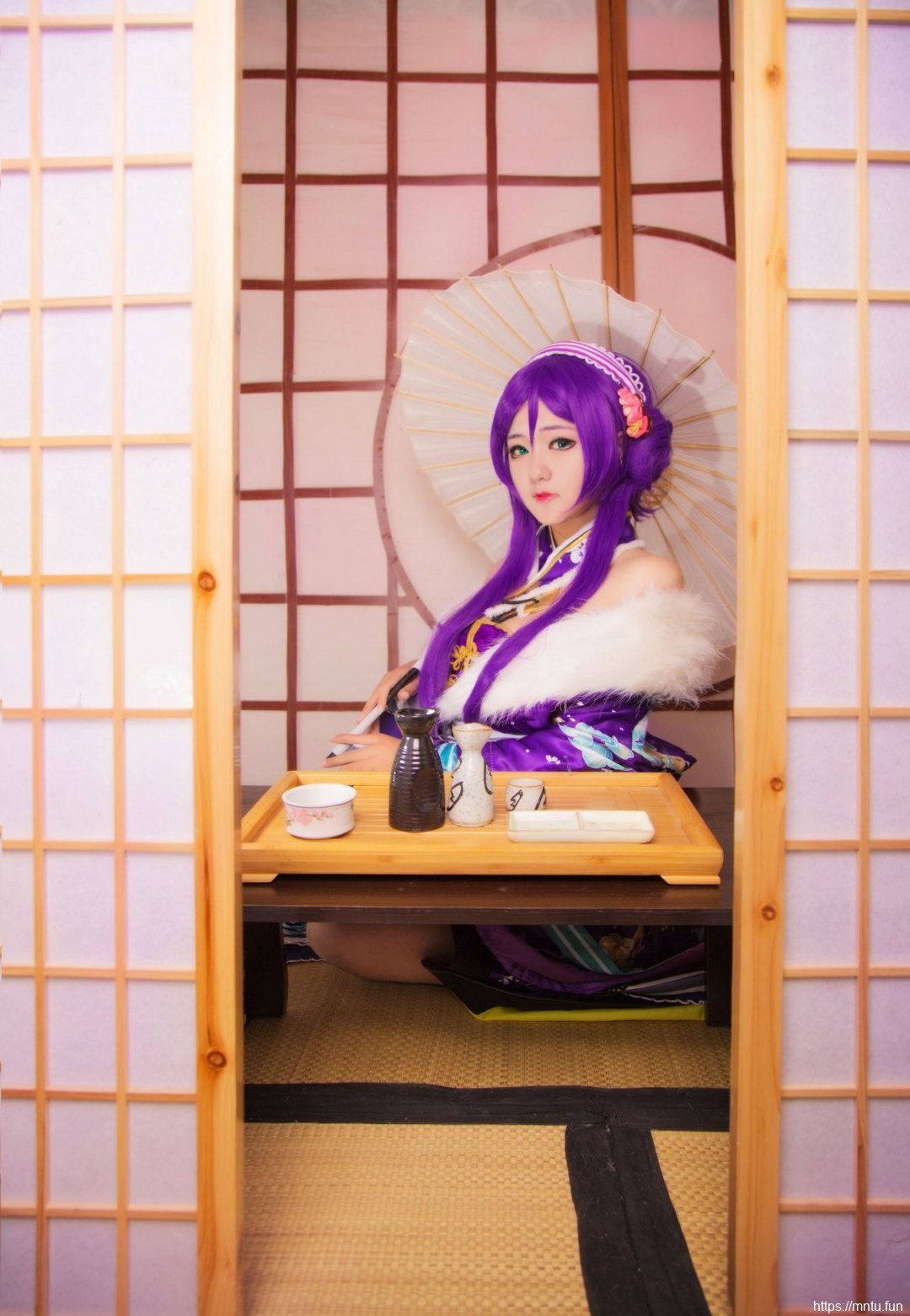 和服美少女紫色长发cosplay动漫美女东条希