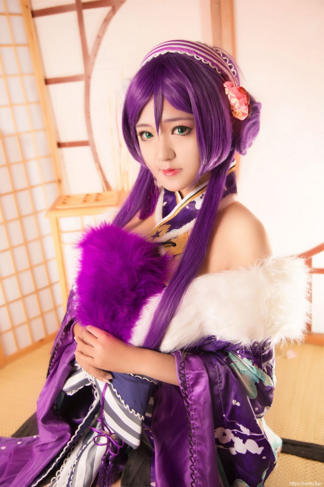和服美少女紫色长发cosplay动漫美女东条希