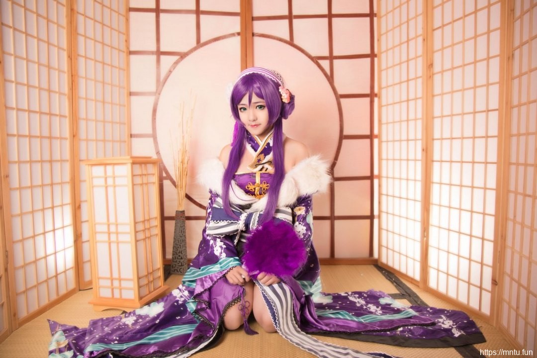 和服美少女紫色长发cosplay动漫美女东条希