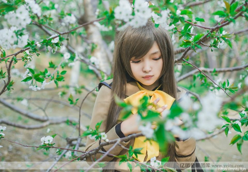 樱花奈奈生春天树林里cosplay