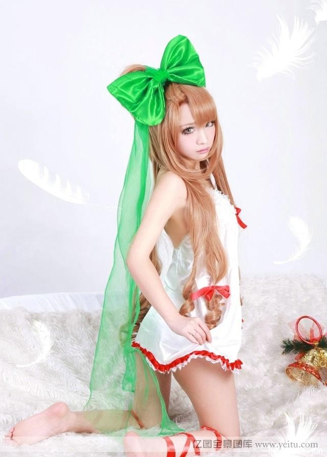 粉嫩清纯美女圣诞节性感cosplay