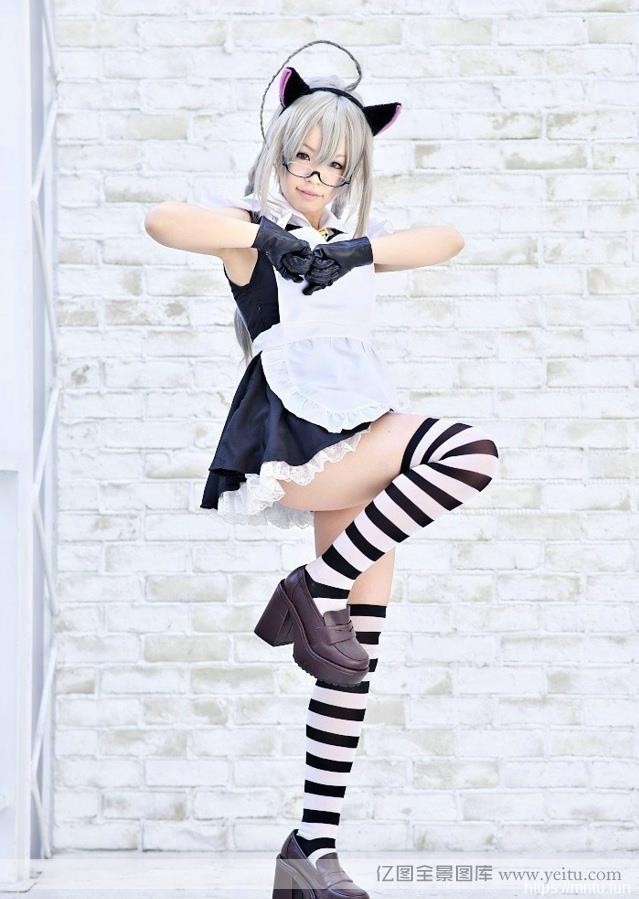 超萌清纯女仆猫耳制服cosplay