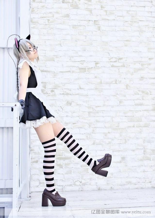超萌清纯女仆猫耳制服cosplay