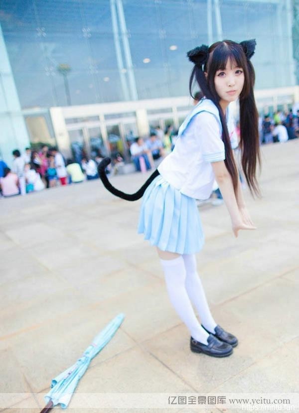 马尾猫娘白丝制服诱惑旗袍白丝cosplay卖萌Cosplay写真
