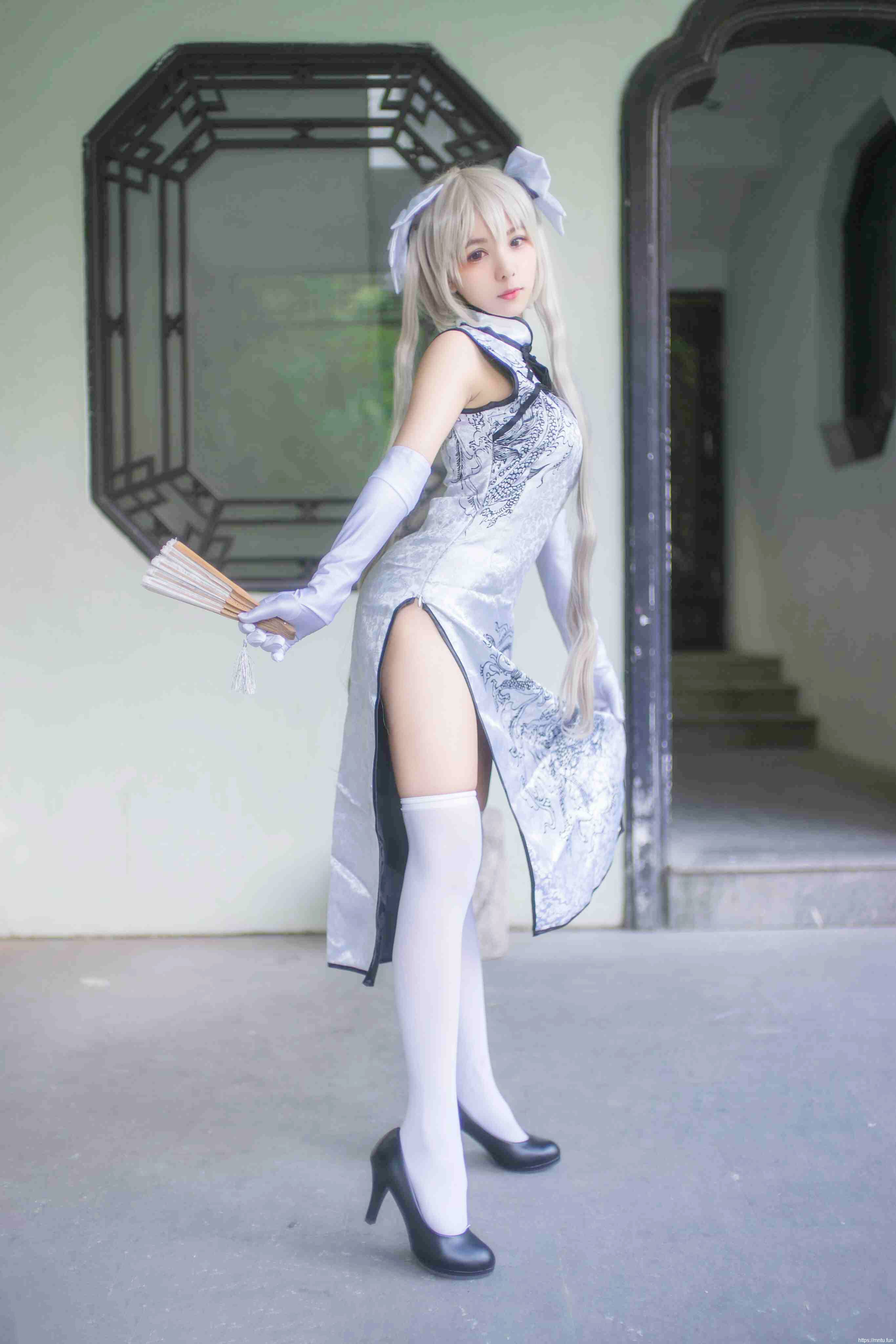 白丝旗袍美女尤物cos春日野穹福利写真图片