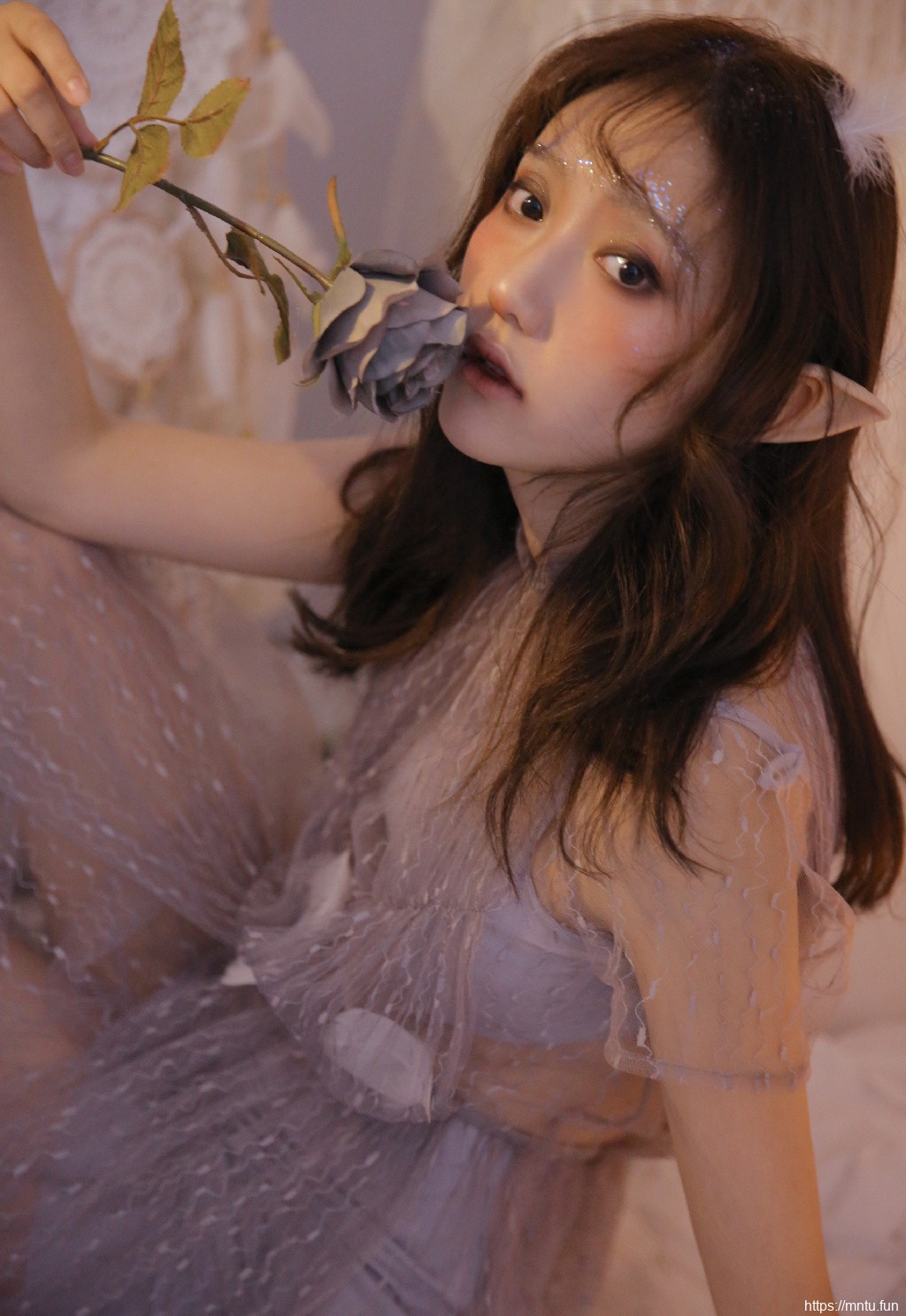 蕾丝美女万圣节小精灵cos美女性感写真