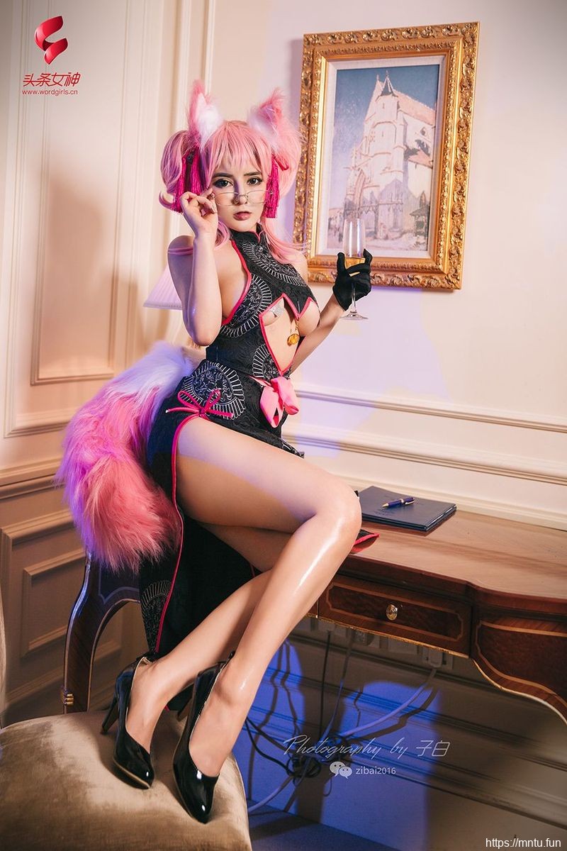 头条女神丰满模特温心怡胶带遮胸COSPL二次元cosplayAY玉藻前美图