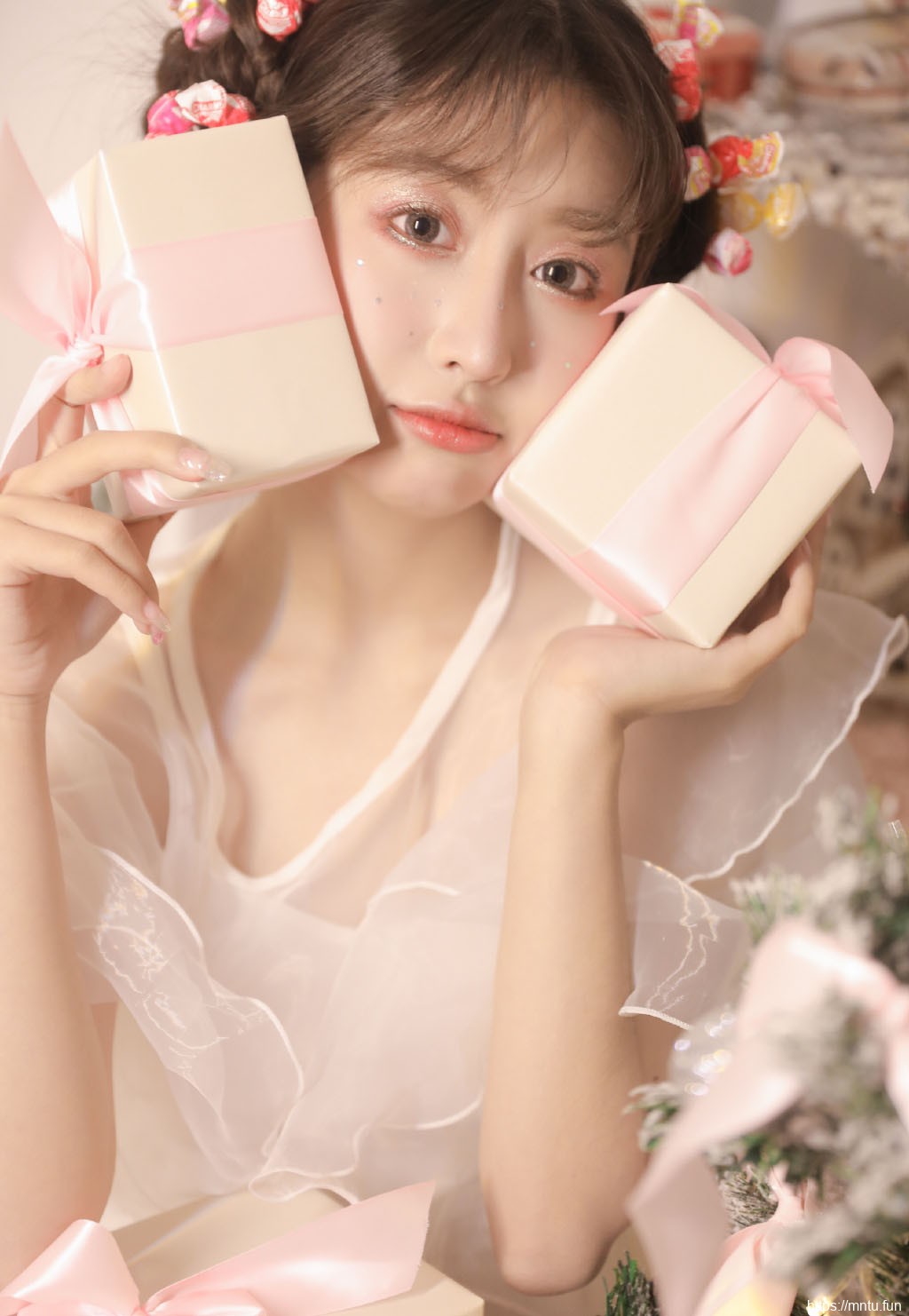 圣诞节美女诱人蕾丝美女图片写真