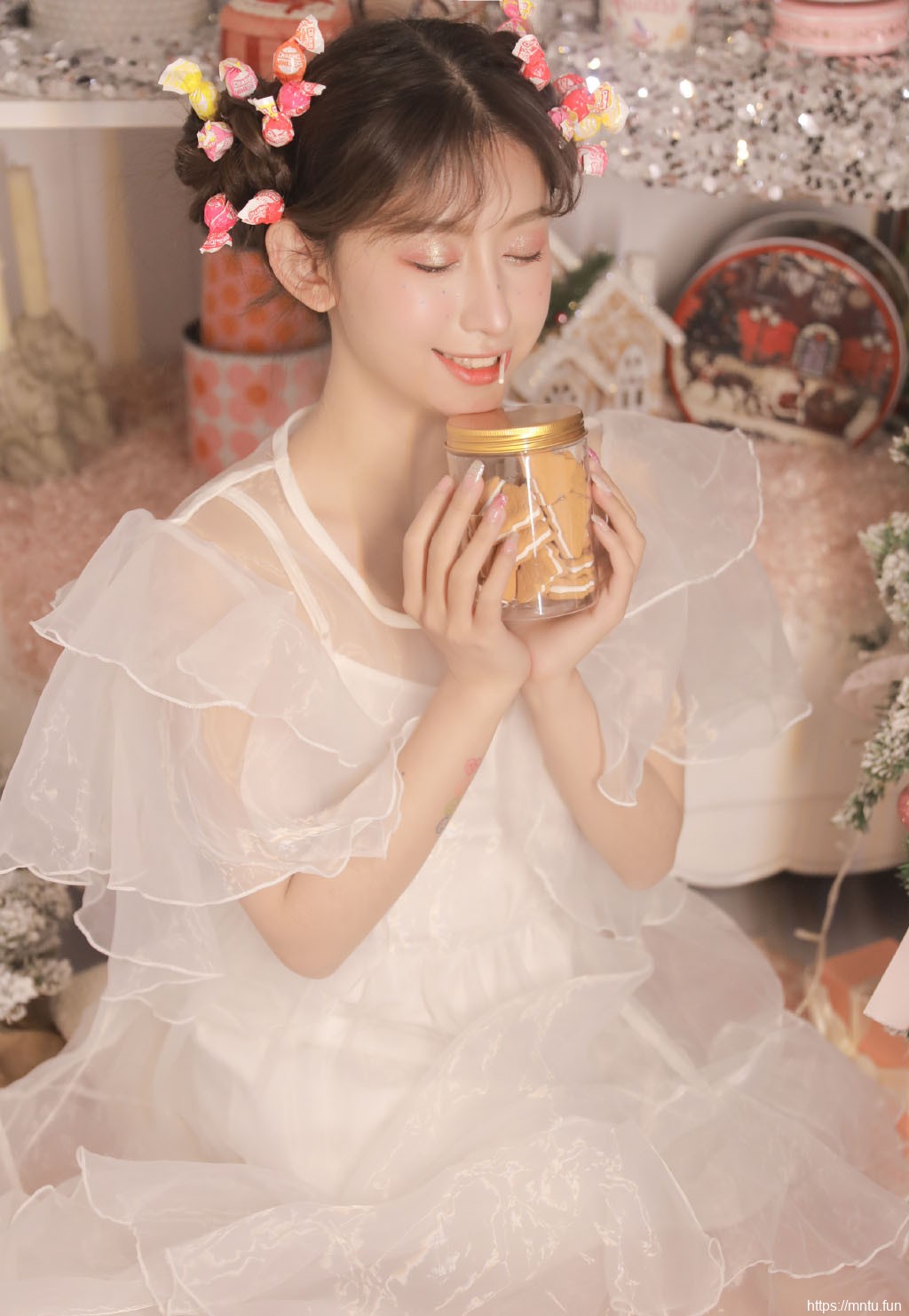 圣诞节美女诱人蕾丝美女图片写真