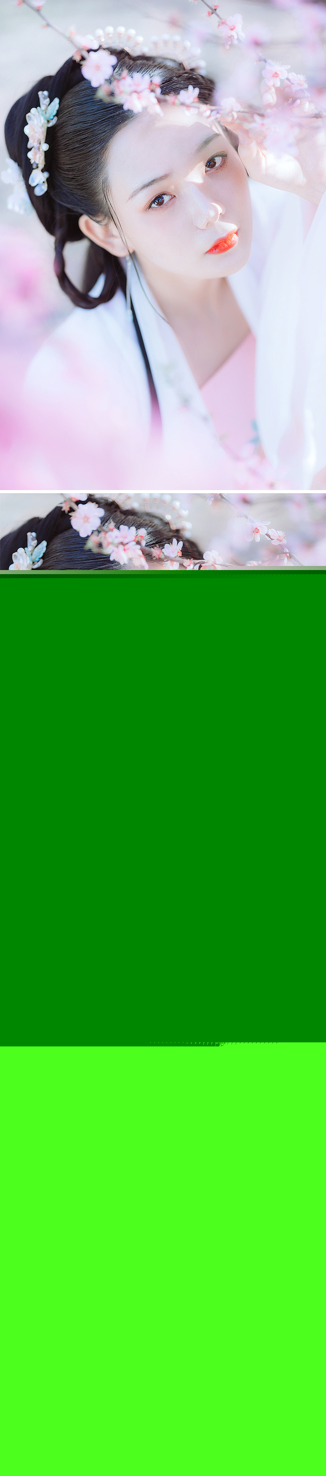 气质优雅淡然的古风汉服美女桃林里粉嫩养眼写真