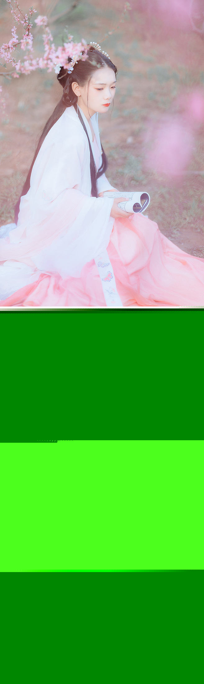 气质优雅淡然的古风汉服美女桃林里粉嫩养眼写真