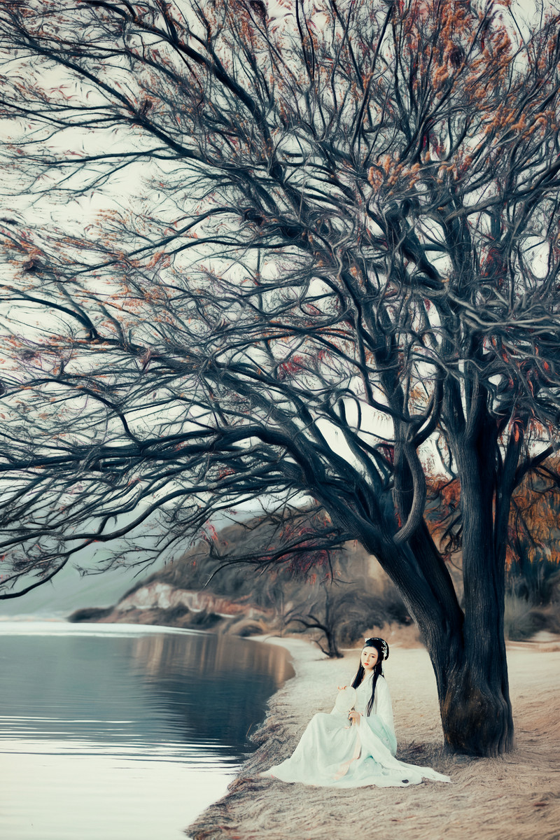 鹅蛋脸汉服美女轻纱飘逸唯美养眼的古风摄影图片