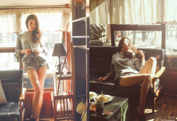 清新私房阳光凌乱美女感受假日温馨气息