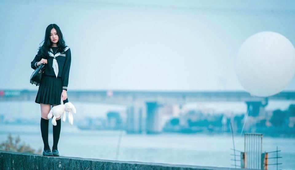 日系学院风校服妹子高挑完美身材